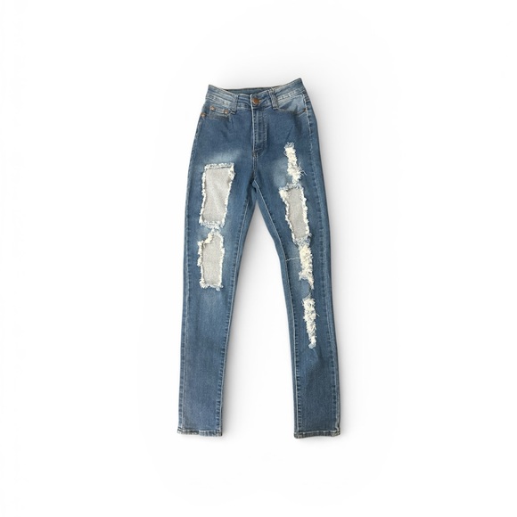 Bob Jeans Denim - BOB Jeans Stylish Blue Distressed Women Jeans size 7/8 NWOT